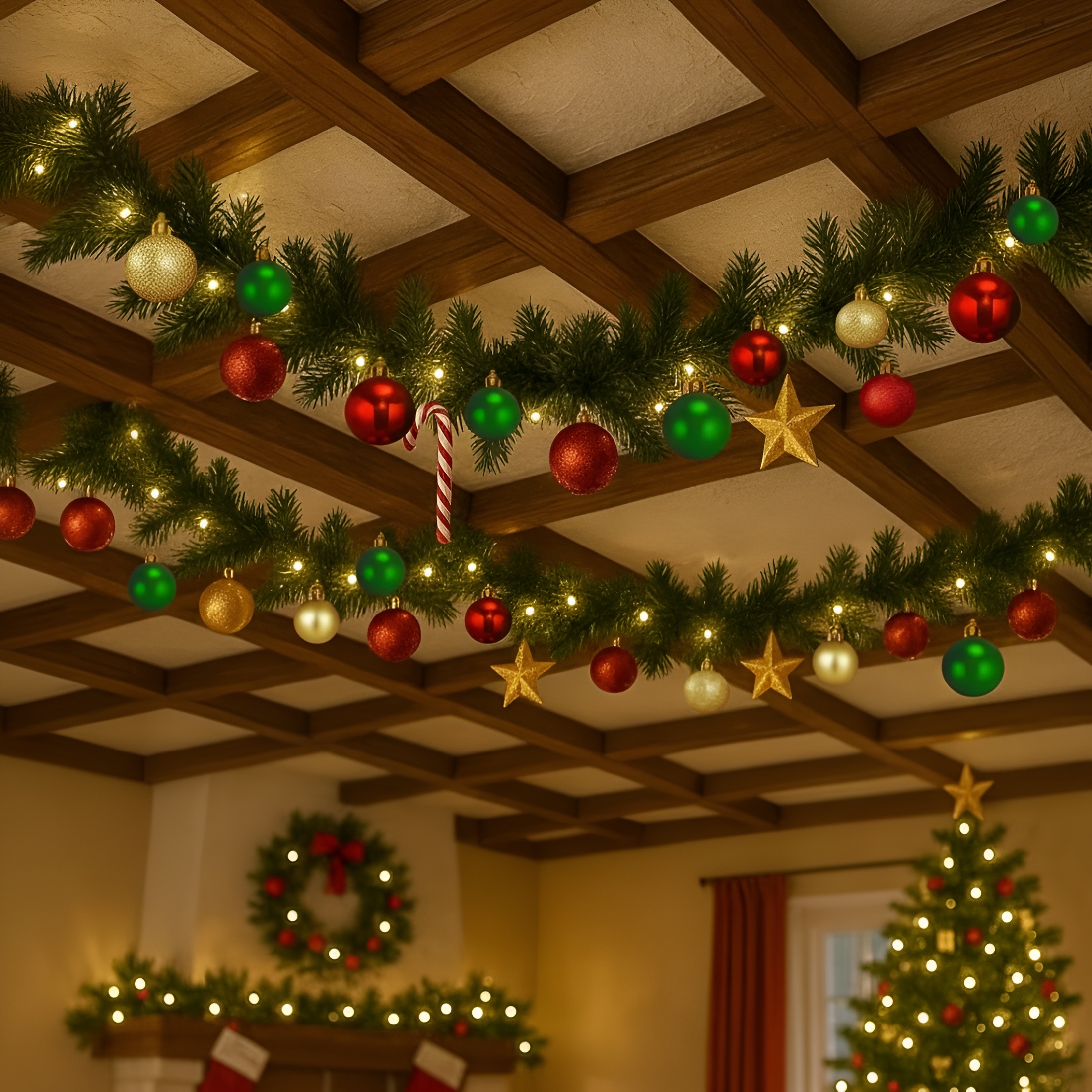 Christmas Hallway Ceiling Lights With Ornaments