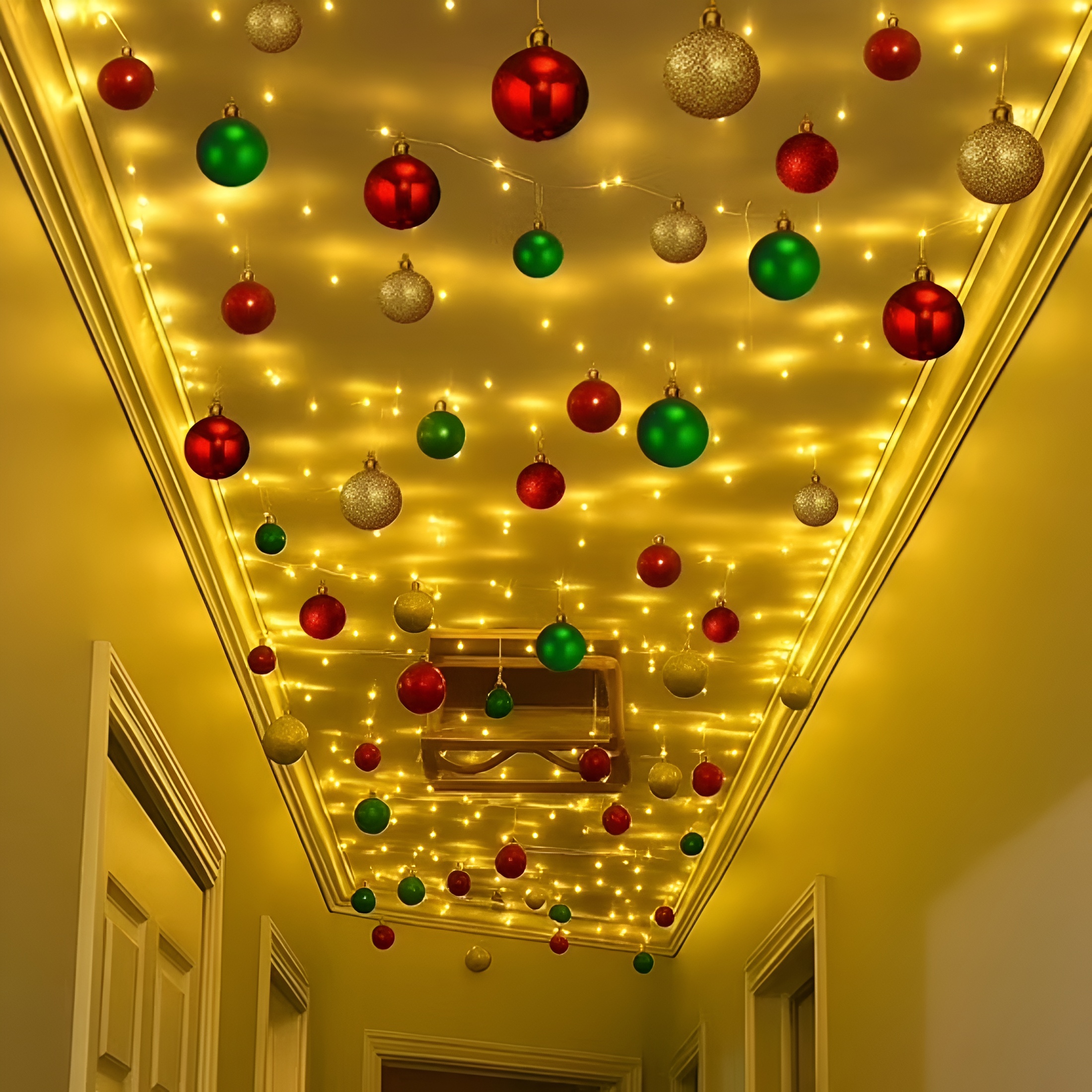 Christmas Hallway Ceiling Lights With Ornaments
