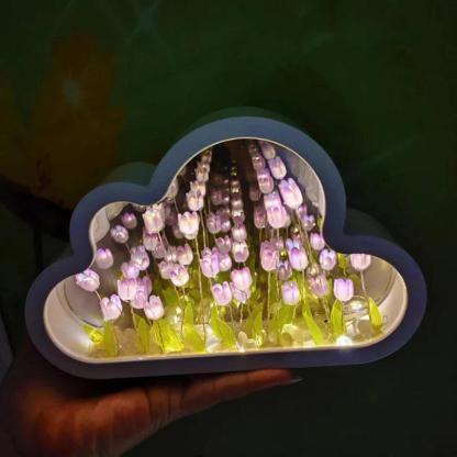 Tulip Cloud Mirror Bedroom Sleeping Table Lamp - Solar Flame Torch