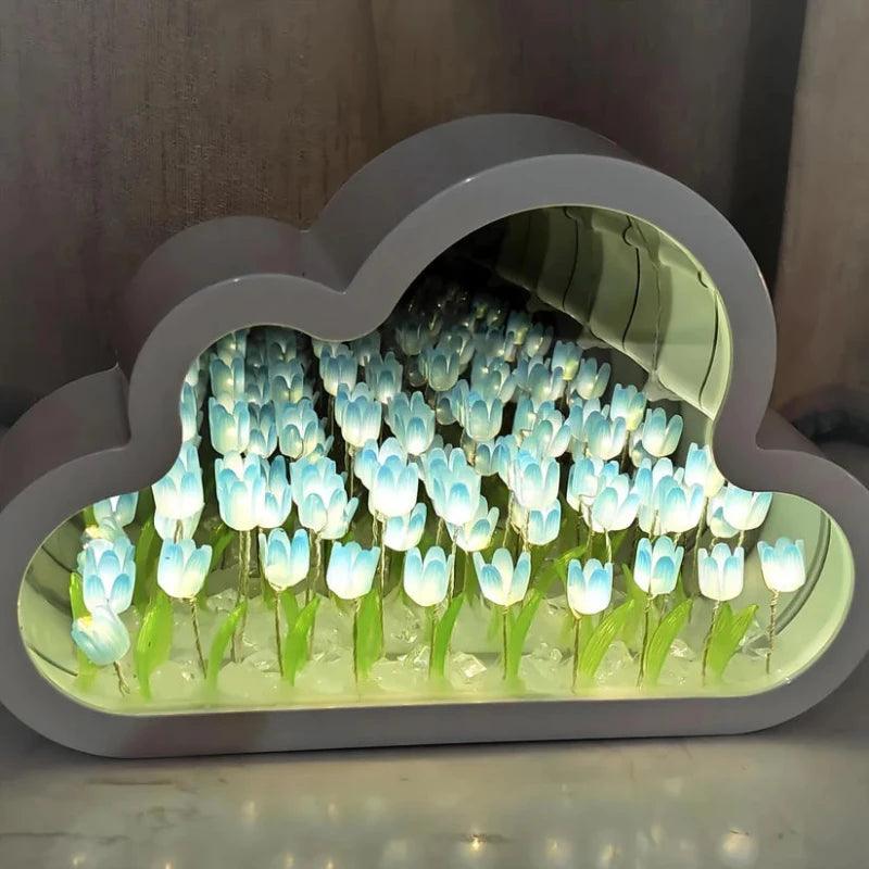 Tulip Cloud Mirror Bedroom Sleeping Table Lamp - Solar Flame Torch