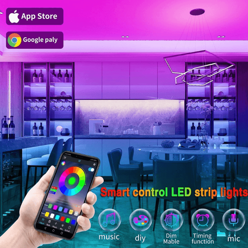 Color Changing LED Strip Lights - Solar Flame Torch