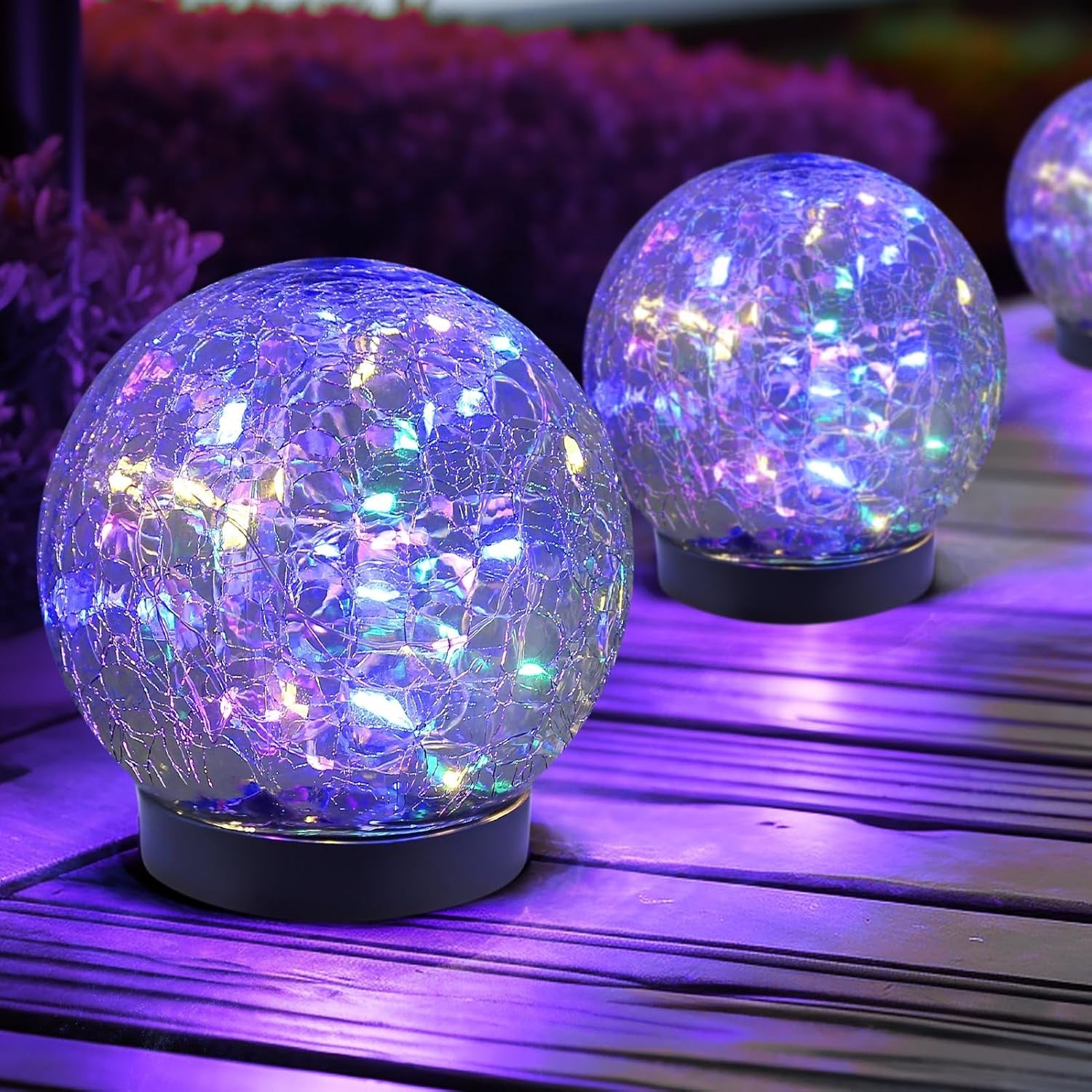 Cracked Glass Solar Globe Lights-Solar Flame Torch