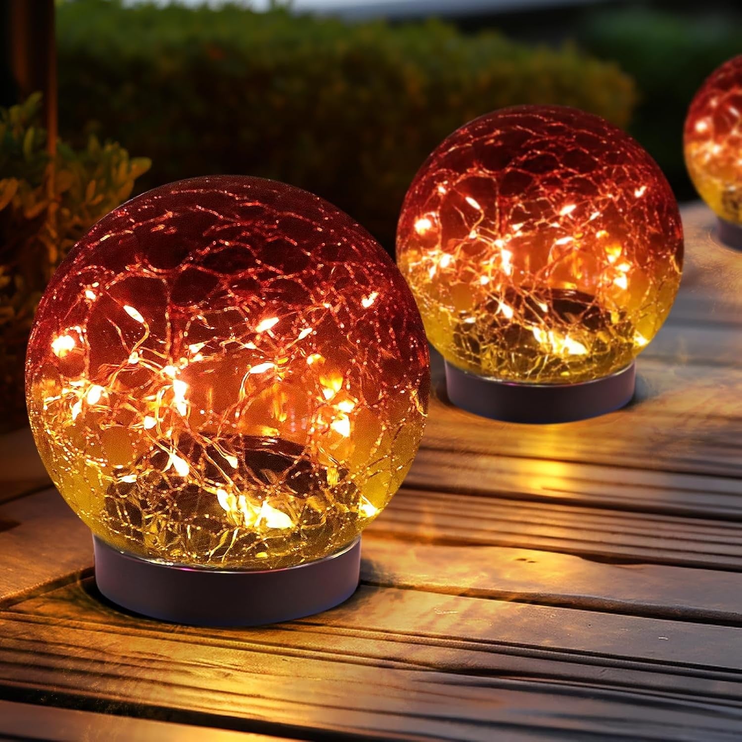 Cracked Glass Solar Globe Lights-Solar Flame Torch