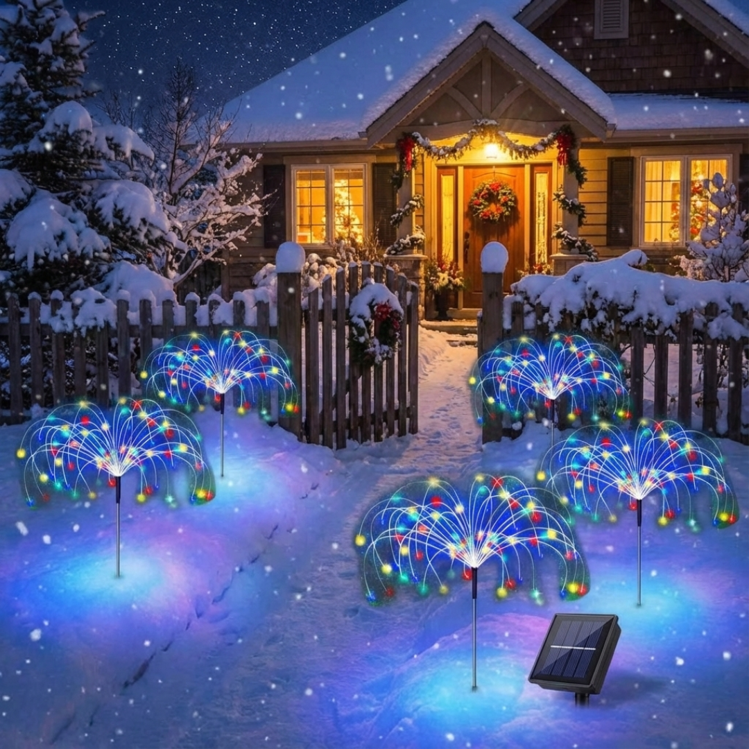 Pack Of 5 Solar Fireworks Lights With 300 LEDs For Yard And Patio Decor