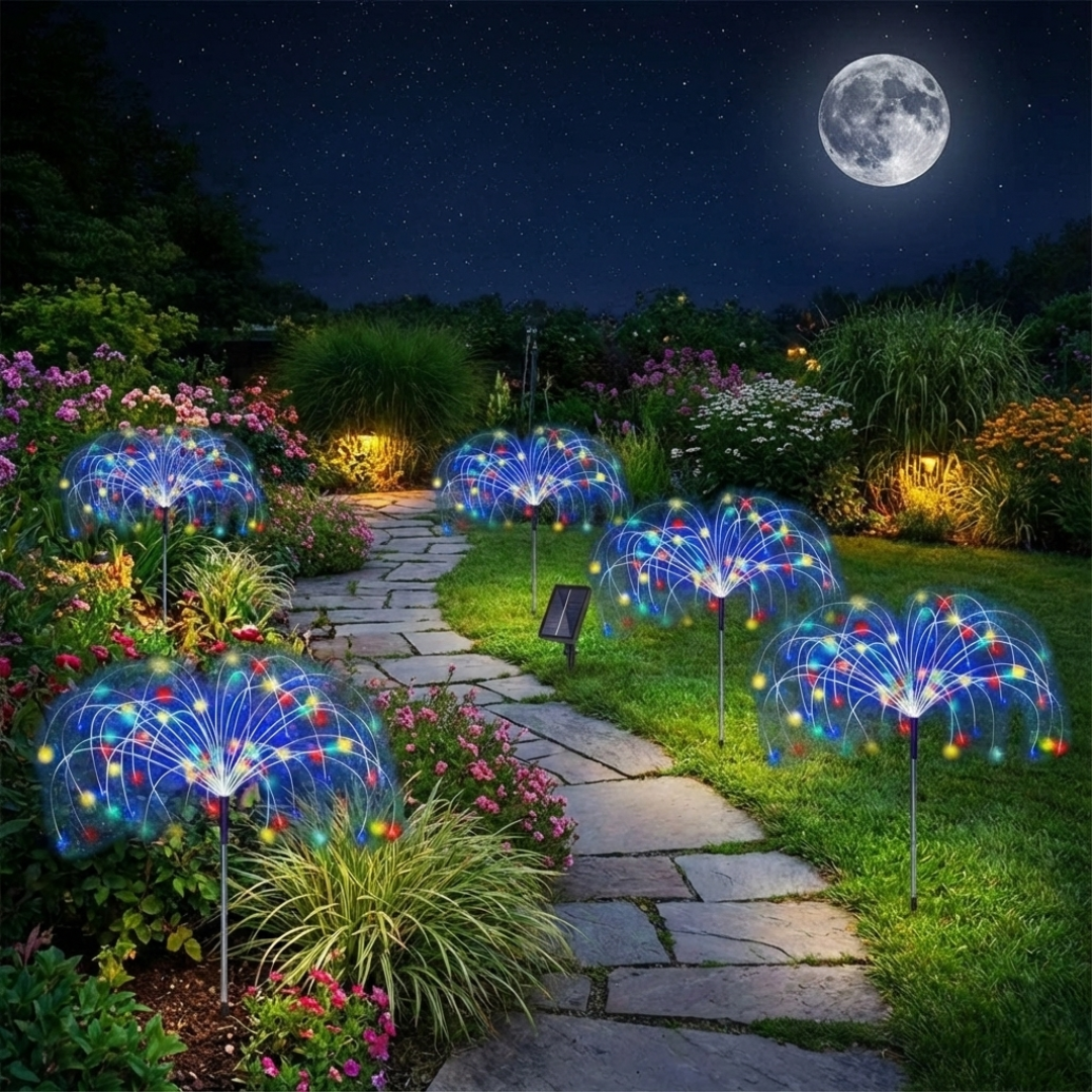 Pack Of 5 Solar Fireworks Lights With 300 LEDs For Yard And Patio Decor