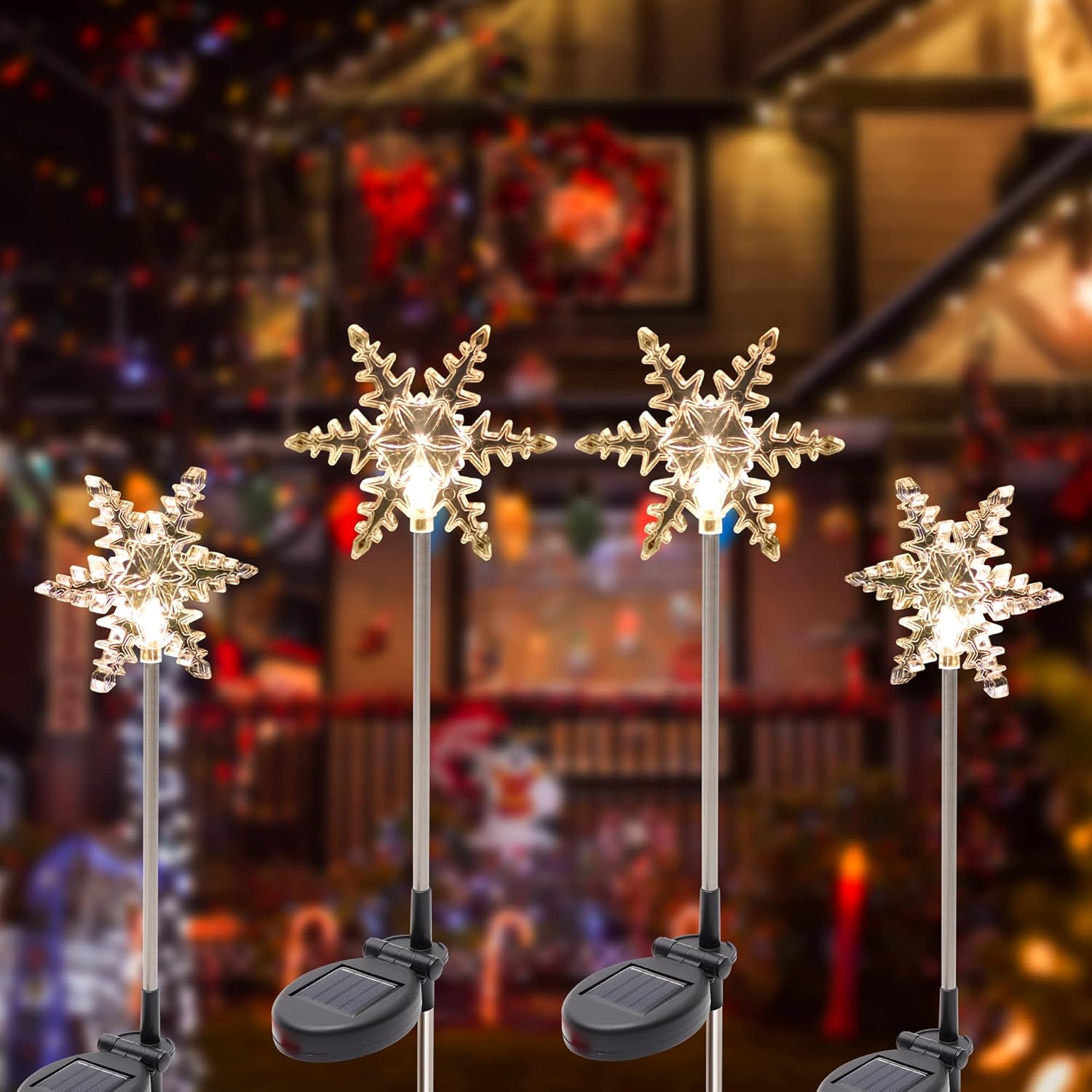 Festive Outdoor Solar Snowflake Lights