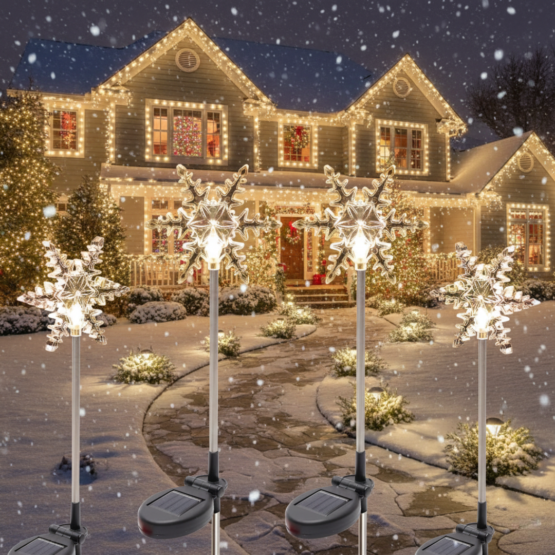 Festive Outdoor Solar Snowflake Lights