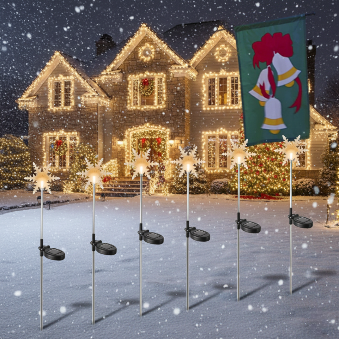 Festive Outdoor Solar Snowflake Lights