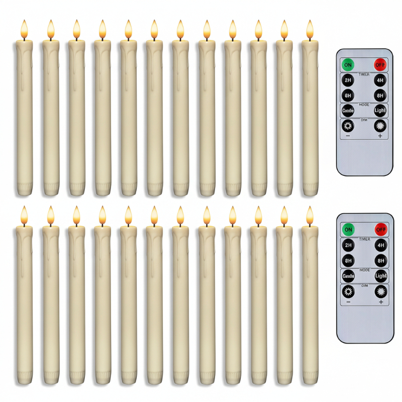 Flameless Taper Candles With Remote Timer Dimmer