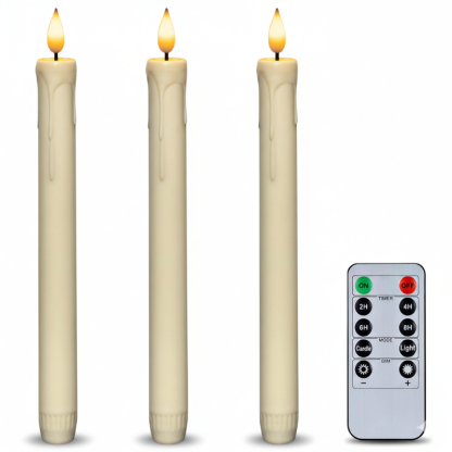 Flameless Taper Candles With Remote Timer Dimmer