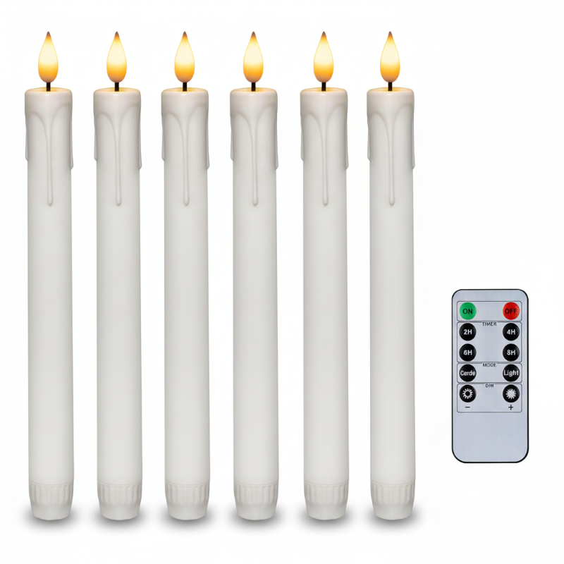 Flameless Taper Candles With Remote Timer Dimmer