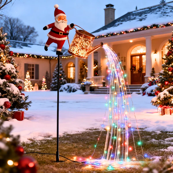 Solar Powered Santa Decorative Garden Kettle Light