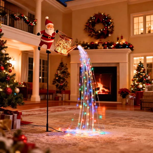 Solar Powered Santa Decorative Garden Kettle Light