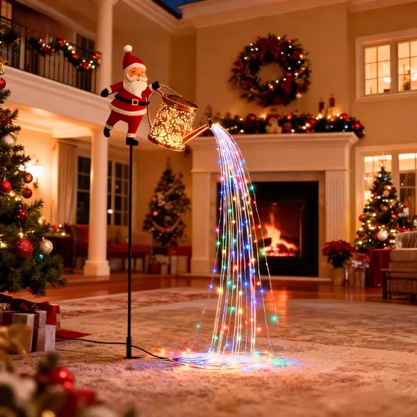 Solar Powered Santa Decorative Garden Kettle Light