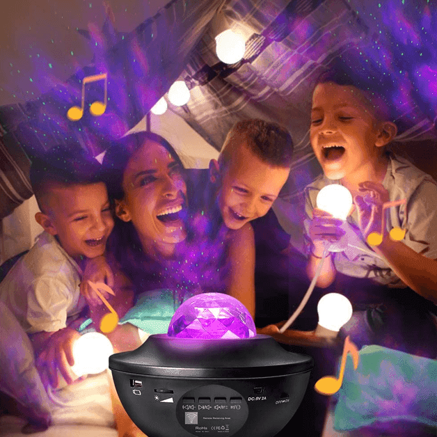 Starry Night Light Galaxy Projector With Bluetooth Speaker - Solar Flame Torch
