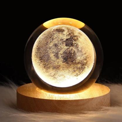 Galaxy Crystal Ball Night Lamp With 3D Cosmic Design - Solar Flame Torch