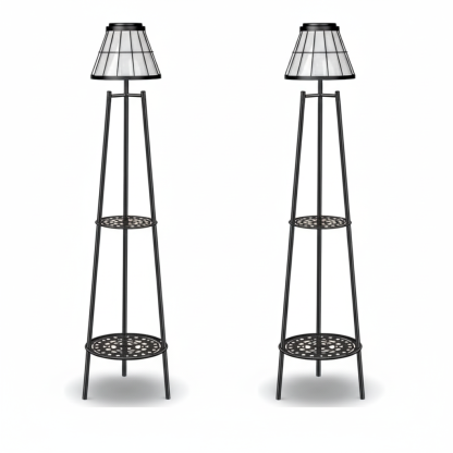 Outdoor Floor Lamps with 2 Tier Plant Stand