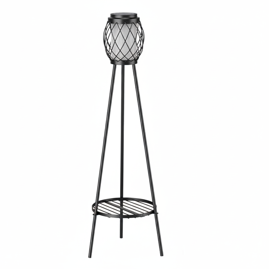 Pack Of 2 Solar Outdoor Floor Lamps With Plant Stands