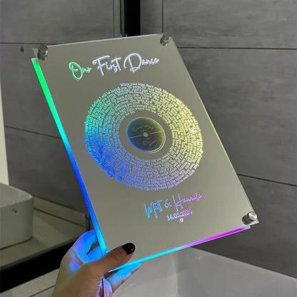 LED Disc Mirror With Personalized Name - Solar Flame Torch