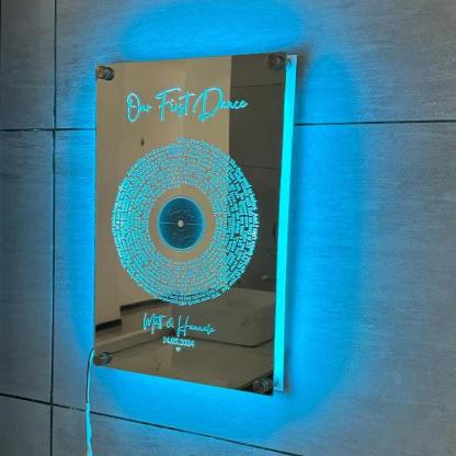 LED Disc Mirror With Personalized Name - Solar Flame Torch