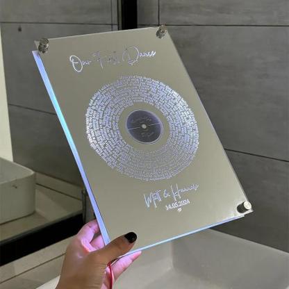 LED Disc Mirror With Personalized Name - Solar Flame Torch