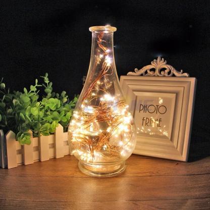 8FT Warm White LED Fairy String Waterfall Lights with Copper Strands - Solar Flame Torch