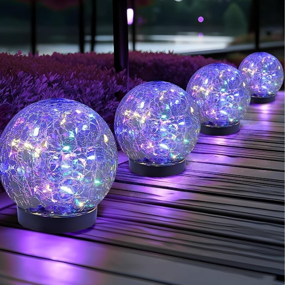 Solar Cracked Glass Globe Lights For Outdoor Garden