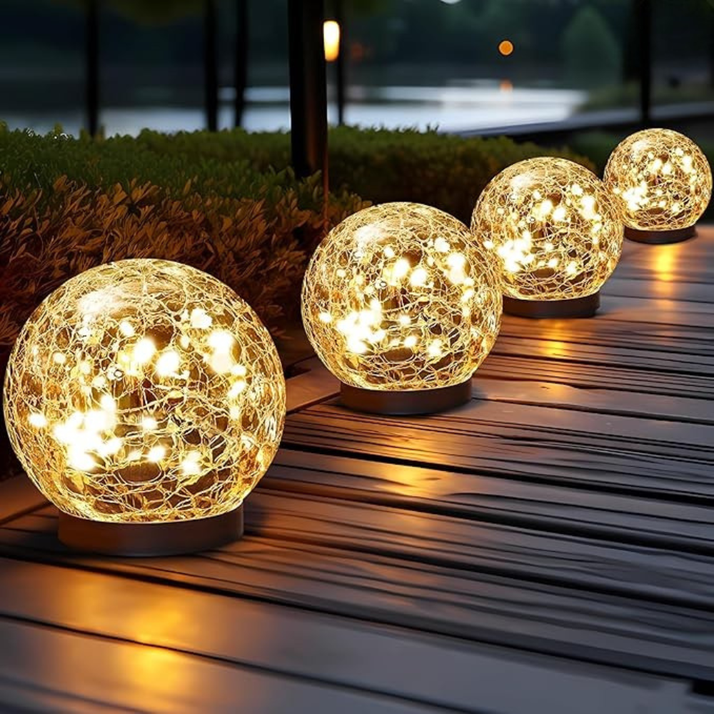 Solar Cracked Glass Globe Lights For Outdoor Garden