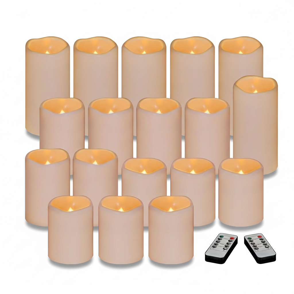 Outdoor Indoor Pillars Battery Operated Flickering Candles