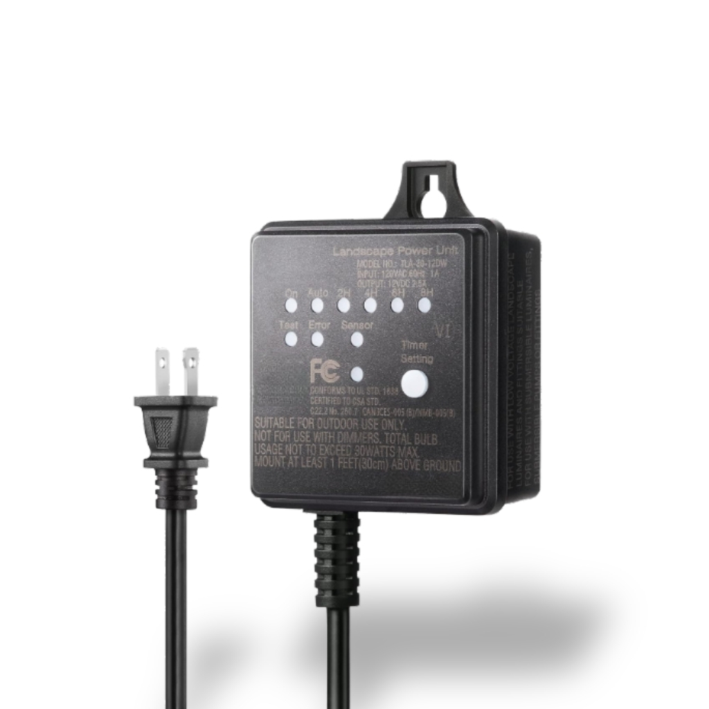 Outdoor Low Voltage Transformer With Timer And Photocell Light Sensor