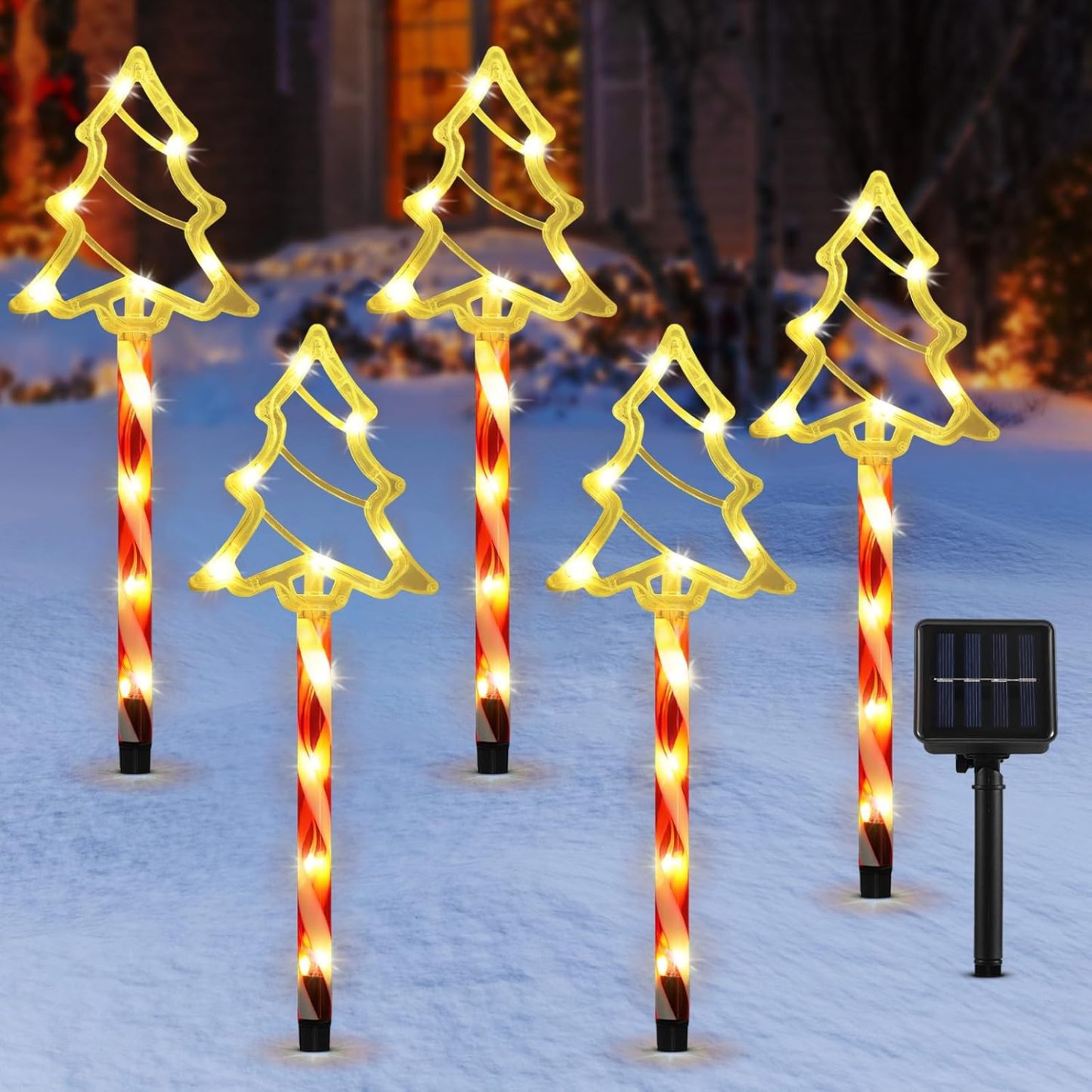 Pack OF 5 Solar Christmas Pathway Lights With Two Modes For Decoration