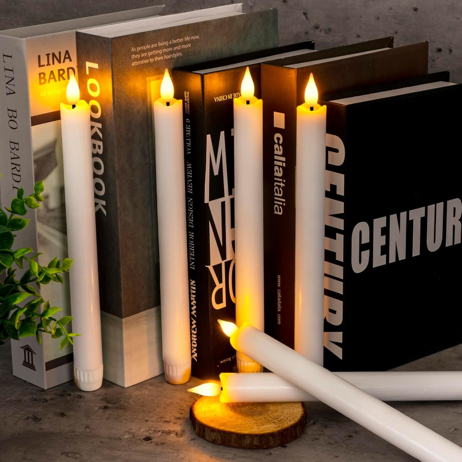 Pack Of 6 Flameless Taper Candles With Remote Timer And Dimmer