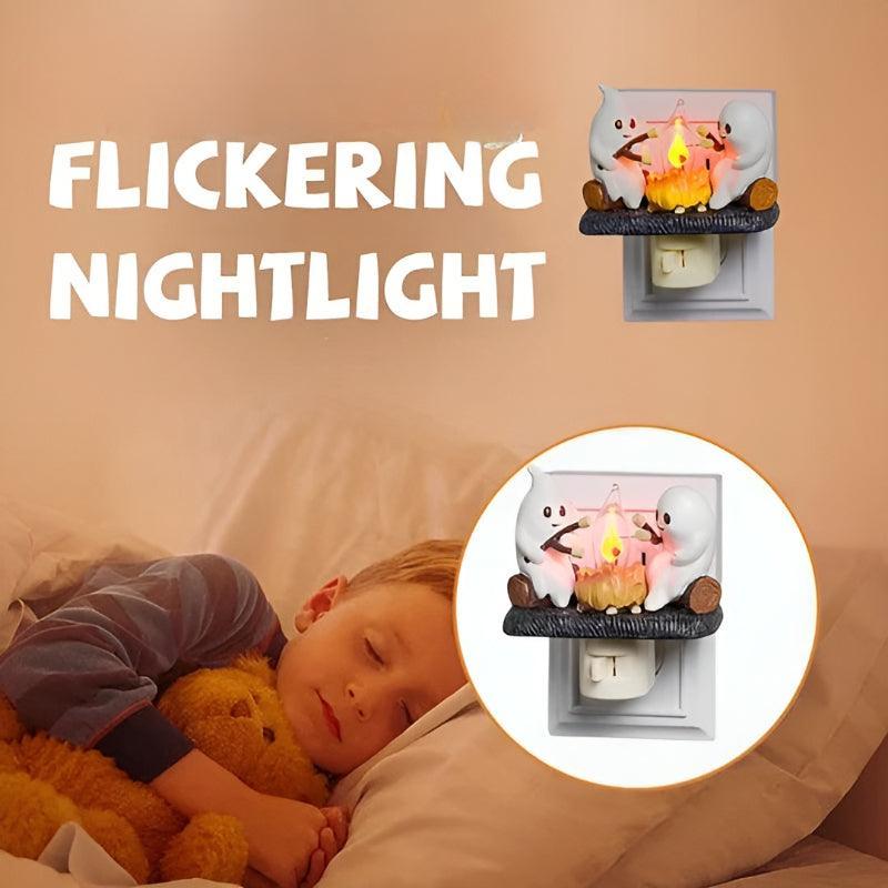 Phantom Campfire Nightlight With Flickering Flame - Solar Flame Torch