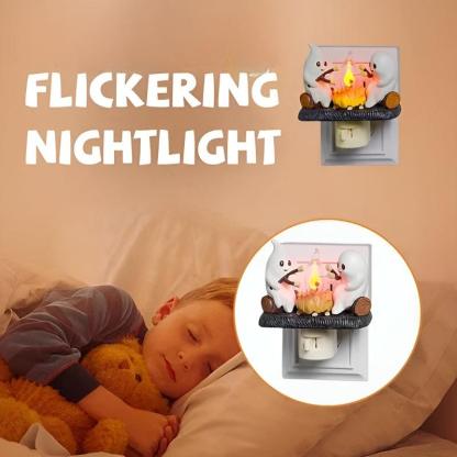 Phantom Campfire Nightlight With Flickering Flame - Solar Flame Torch