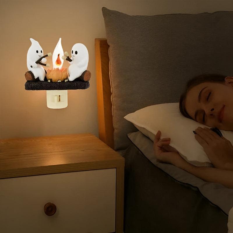 Phantom Campfire Nightlight With Flickering Flame - Solar Flame Torch