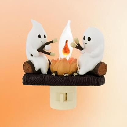 Phantom Campfire Nightlight With Flickering Flame - Solar Flame Torch