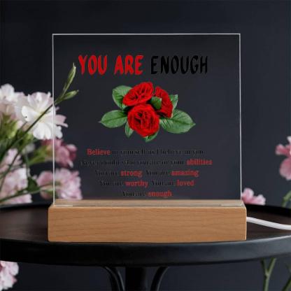 Printed Square Acrylic Plaque With LED Base - Solar Flame Torch