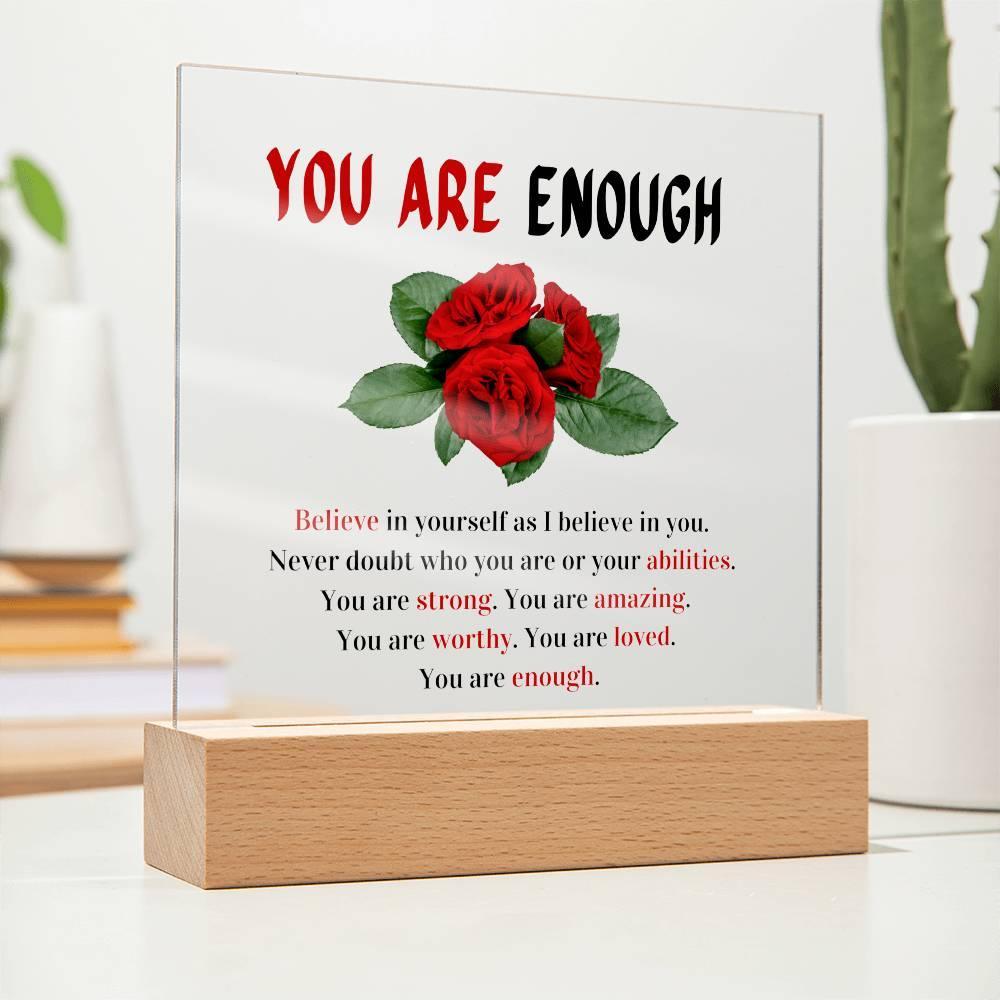 Printed Square Acrylic Plaque With LED Base - Solar Flame Torch