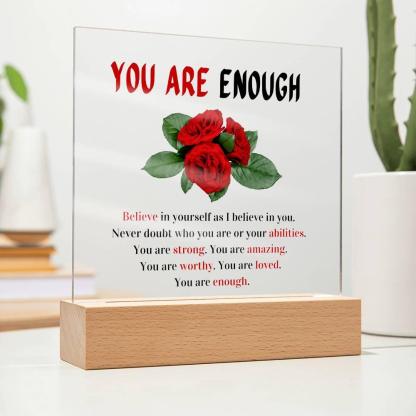 Printed Square Acrylic Plaque With LED Base - Solar Flame Torch
