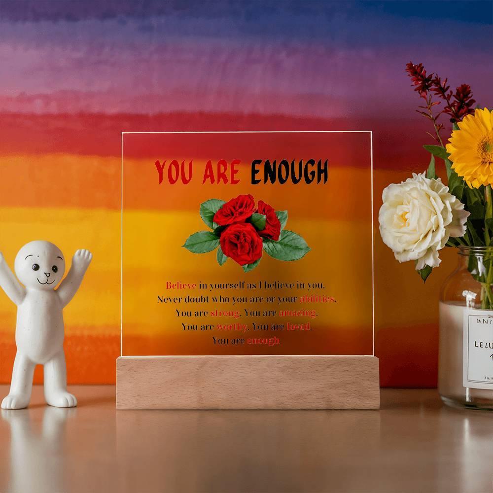Printed Square Acrylic Plaque With LED Base - Solar Flame Torch