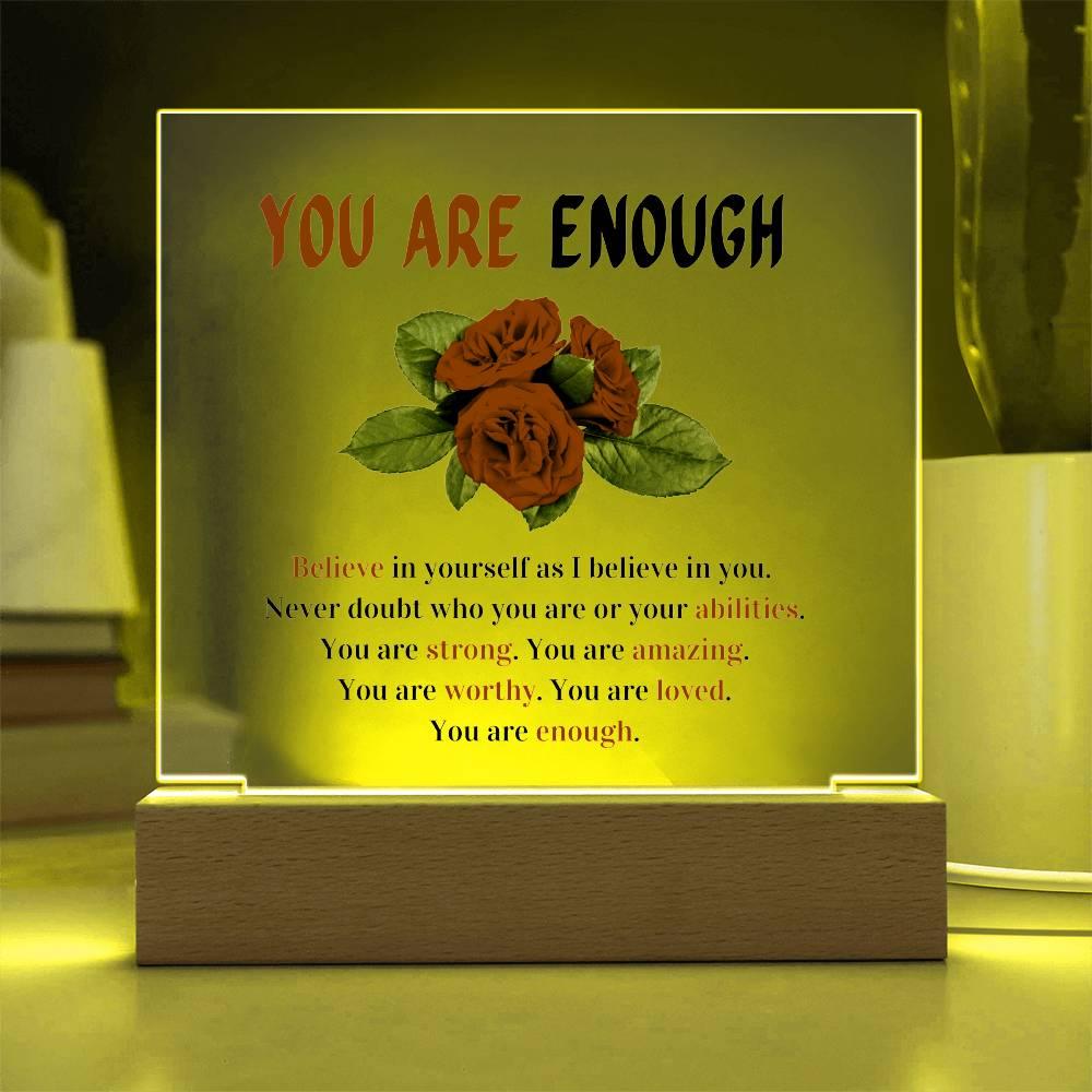 Printed Square Acrylic Plaque With LED Base - Solar Flame Torch