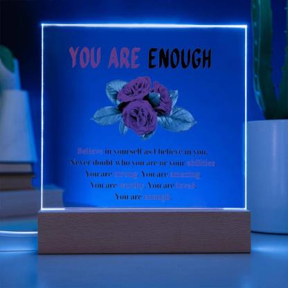 Printed Square Acrylic Plaque With LED Base - Solar Flame Torch