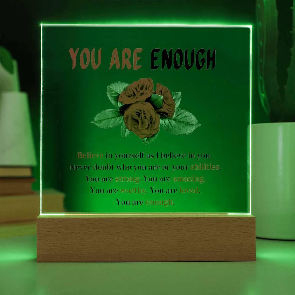 Printed Square Acrylic Plaque With LED Base - Solar Flame Torch