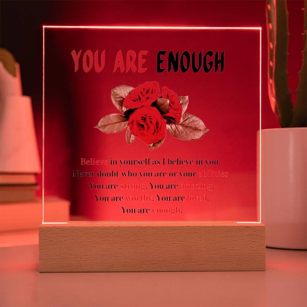 Printed Square Acrylic Plaque With LED Base - Solar Flame Torch