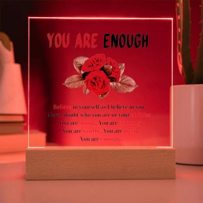 Printed Square Acrylic Plaque With LED Base - Solar Flame Torch