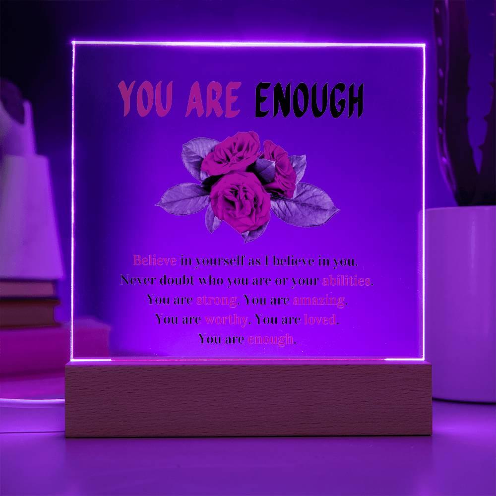 Printed Square Acrylic Plaque With LED Base - Solar Flame Torch