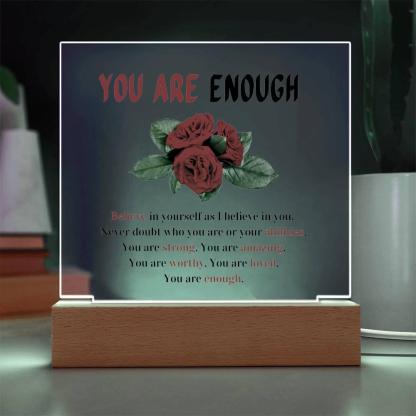 Printed Square Acrylic Plaque With LED Base - Solar Flame Torch