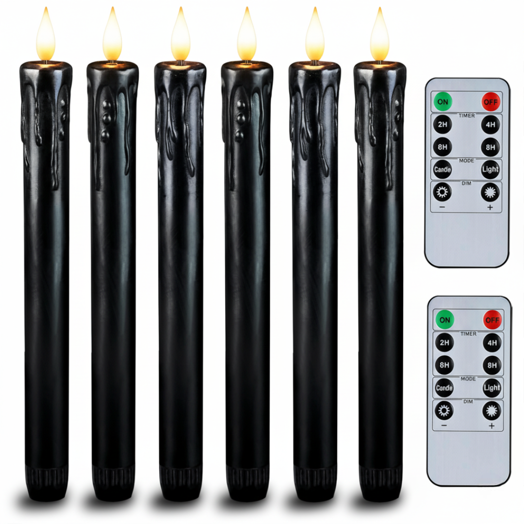 Real Wax LED Flameless Taper Candles With Remote Timer