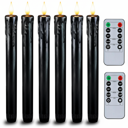 Real Wax LED Flameless Taper Candles With Remote Timer