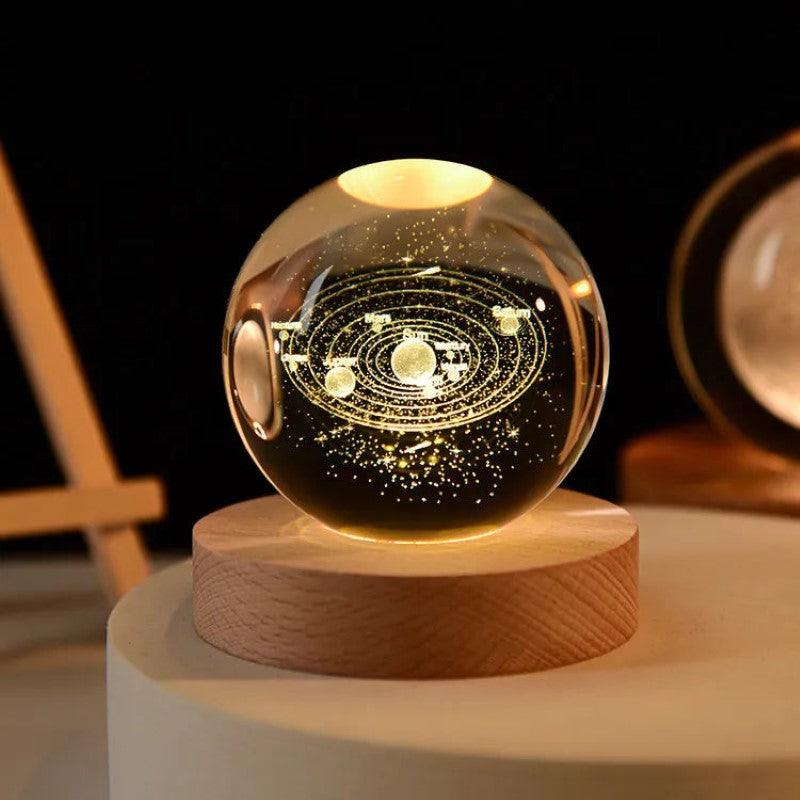 3D Cosmic Crystal Ball With Stand - Solar Flame Torch